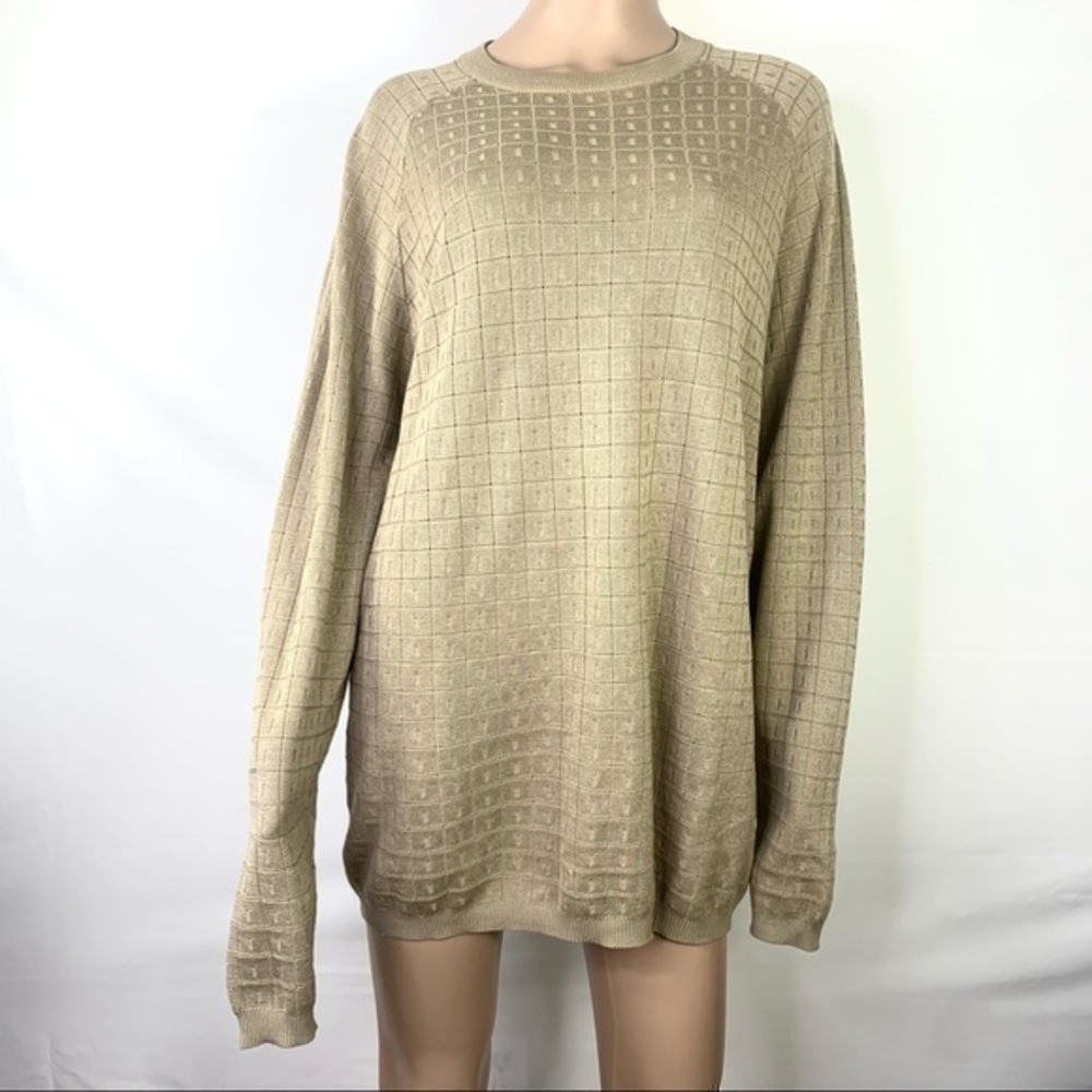 Vintage Bacharach Unisex Sweater Silk Gold pullover Sz XL